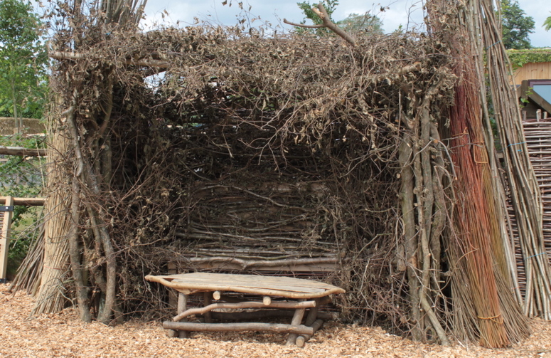 Thrifty and sustainable garden design - recycling branches, rushes and reeds