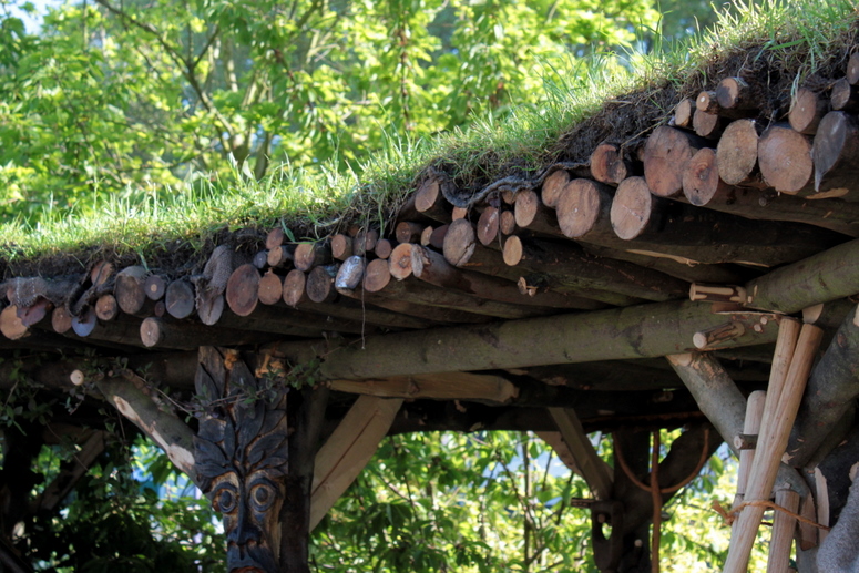 Green roof made with sawn branches Green roof made with sawn branches