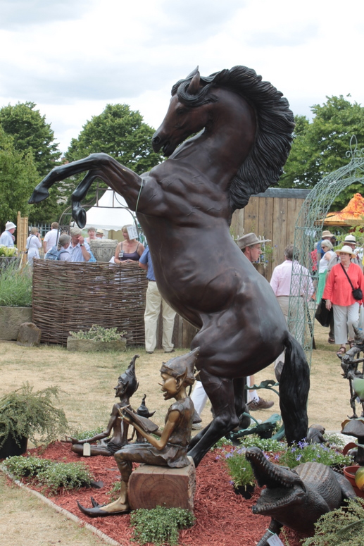 Rearing stallion garden sculpture 