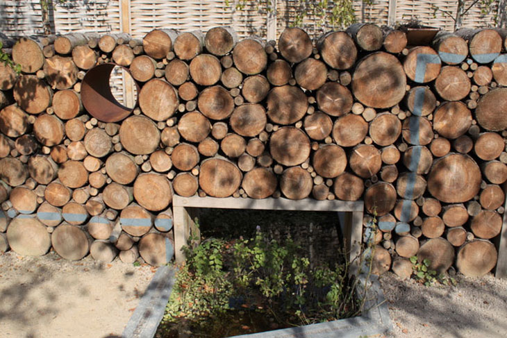 thrifty-log-wall-730 A pretty thrifty garden wall - and a great place for insects to live