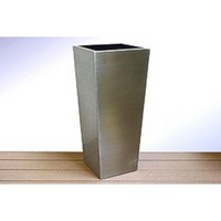 Brushed Stainless Steel Tapered Square Vase