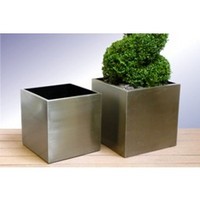 Brushed Stainless Steel Cube Vases