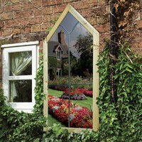 Wooden Gothic Garden Mirror